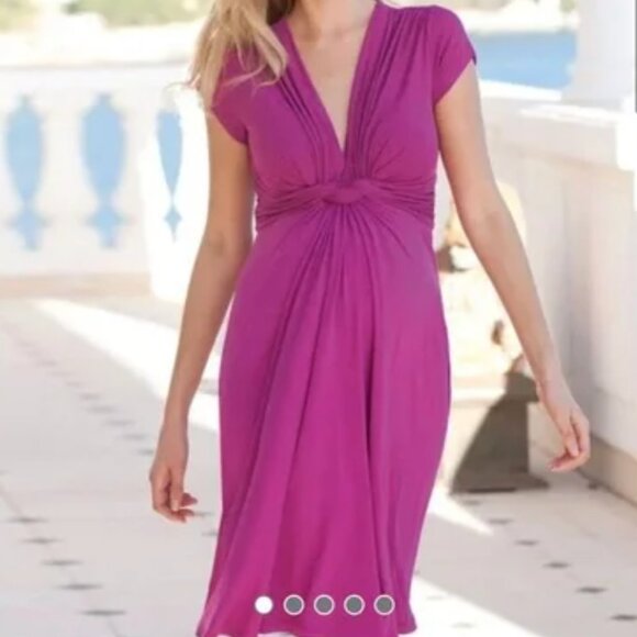 Seraphine Maternity Pink Fuchsia Knot Front Dress - Picture 2 of 4